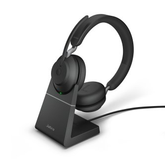 Jabra Evolve2 65 USB-A Stereo UC Headset w/ Deskstand Black (26599-989-989 0706487020158) photo