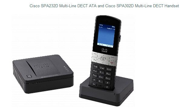 Cisco SPA232D ATA shown with SPA302D DECT Handset