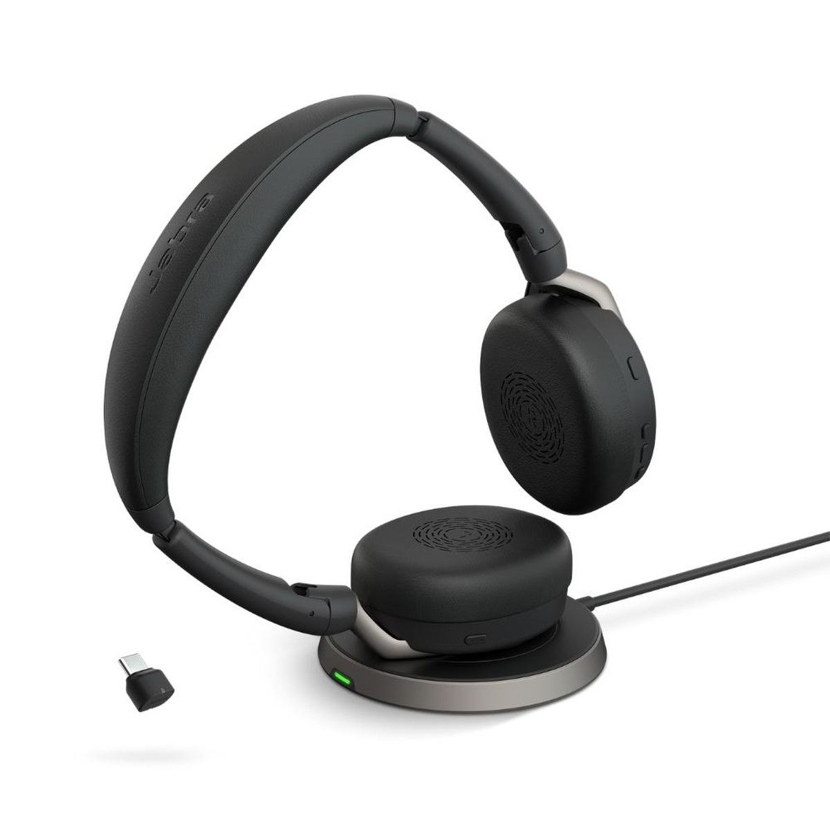 Jabra Evolve2 65 Flex, Wireless Headset, Link380c MS Stereo With Wireless Charger Black, Microsoft Teams Certified 26699-999-889 (26699-999-889-01 0706487025047 Wireless Headsets) photo