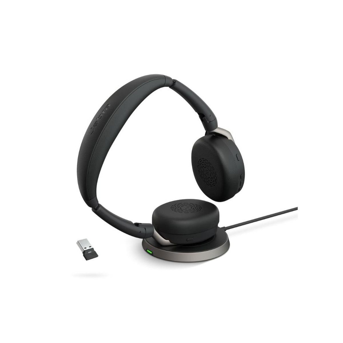 Jabra Evolve2 65 Flex, Wireless Headset, Link380a MS Stereo With Wireless Charger Black, Microsoft Teams Certified 26699-999-989 (26699-999-989-01 0706487025023 Wireless Headsets) photo