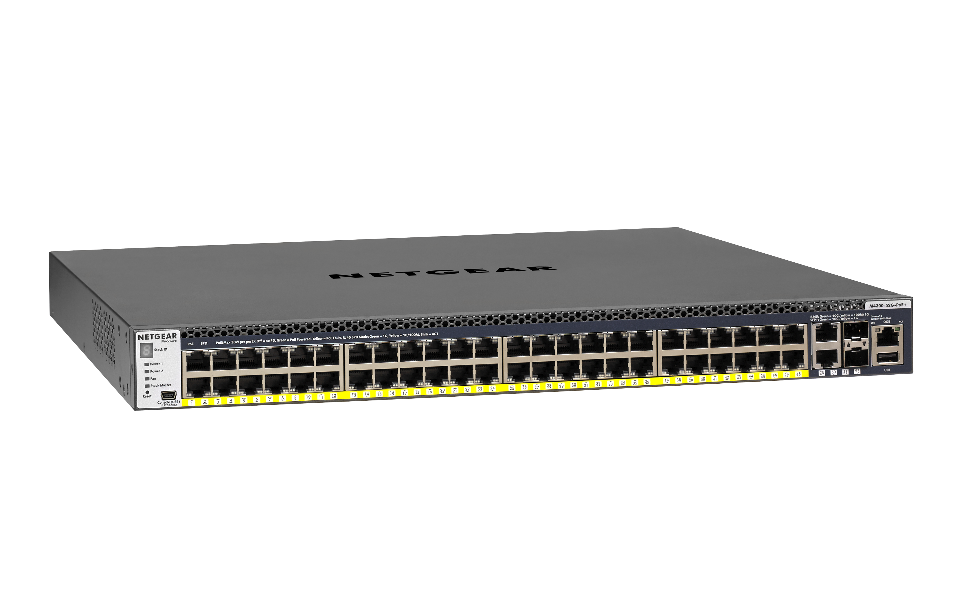 NETGEAR M4300-52G-PoE+ (550W PSU) Stackable Managed Switch (GSM4352PA) (GSM4352PA-100NES 606449112832 Networking Equipment Switches Gigabit Switches) photo